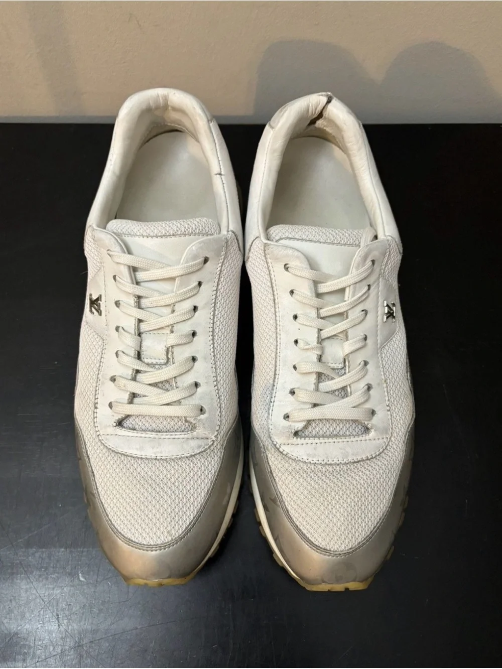 Louis Vuitton LV Monogram Run Away Sneakers White Silver